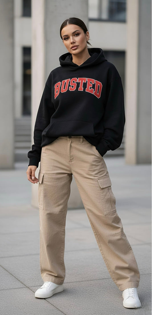 Only Busted | Premium Oversized Hoodie | Printed | Black