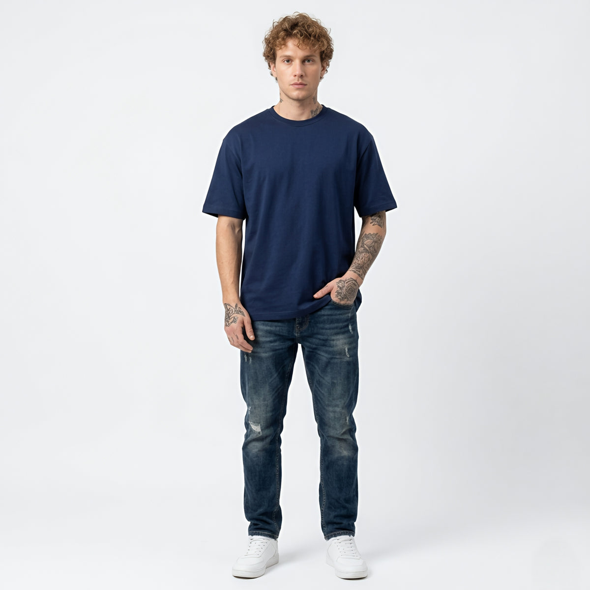Oversized Tshirt | Solid | Navy Blue