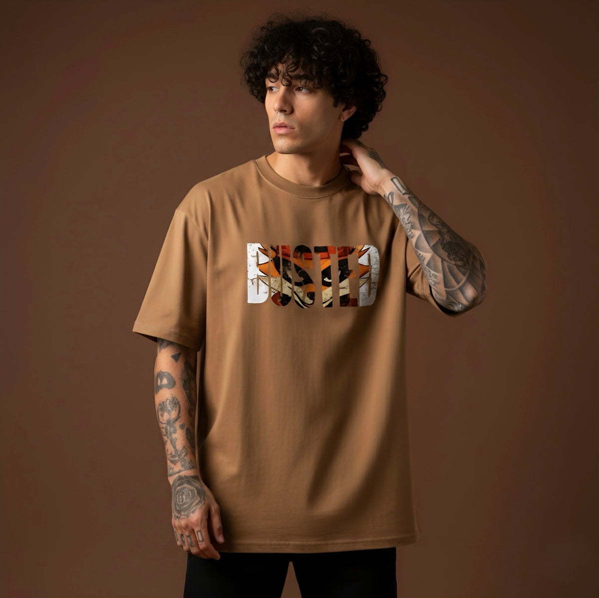 Mars Jr. Wildprint Busted | Heavy-Weight Oversized Tshirt | Coffee