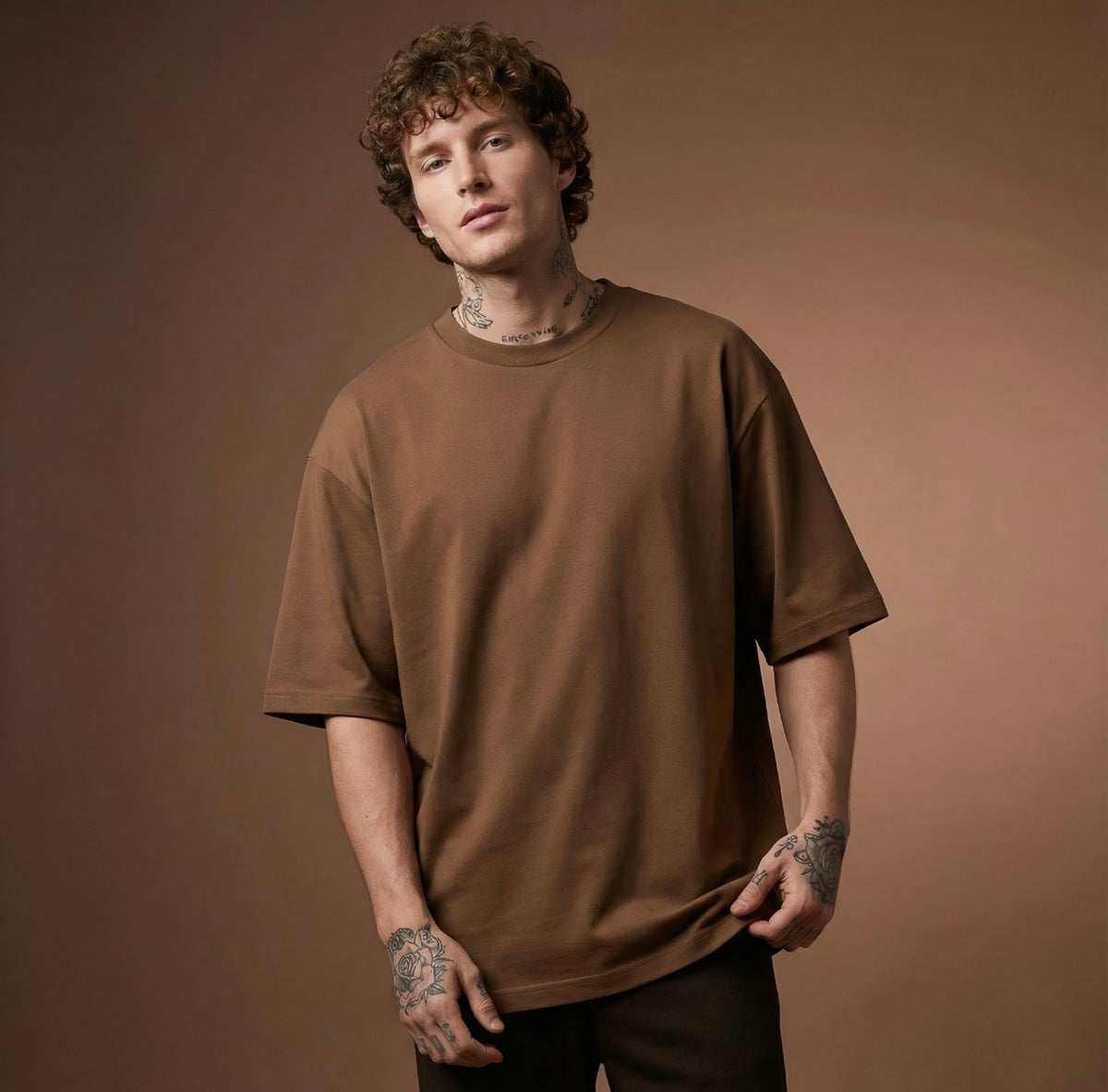Heavy-Weight Solid Oversized Tshirt | Coffee