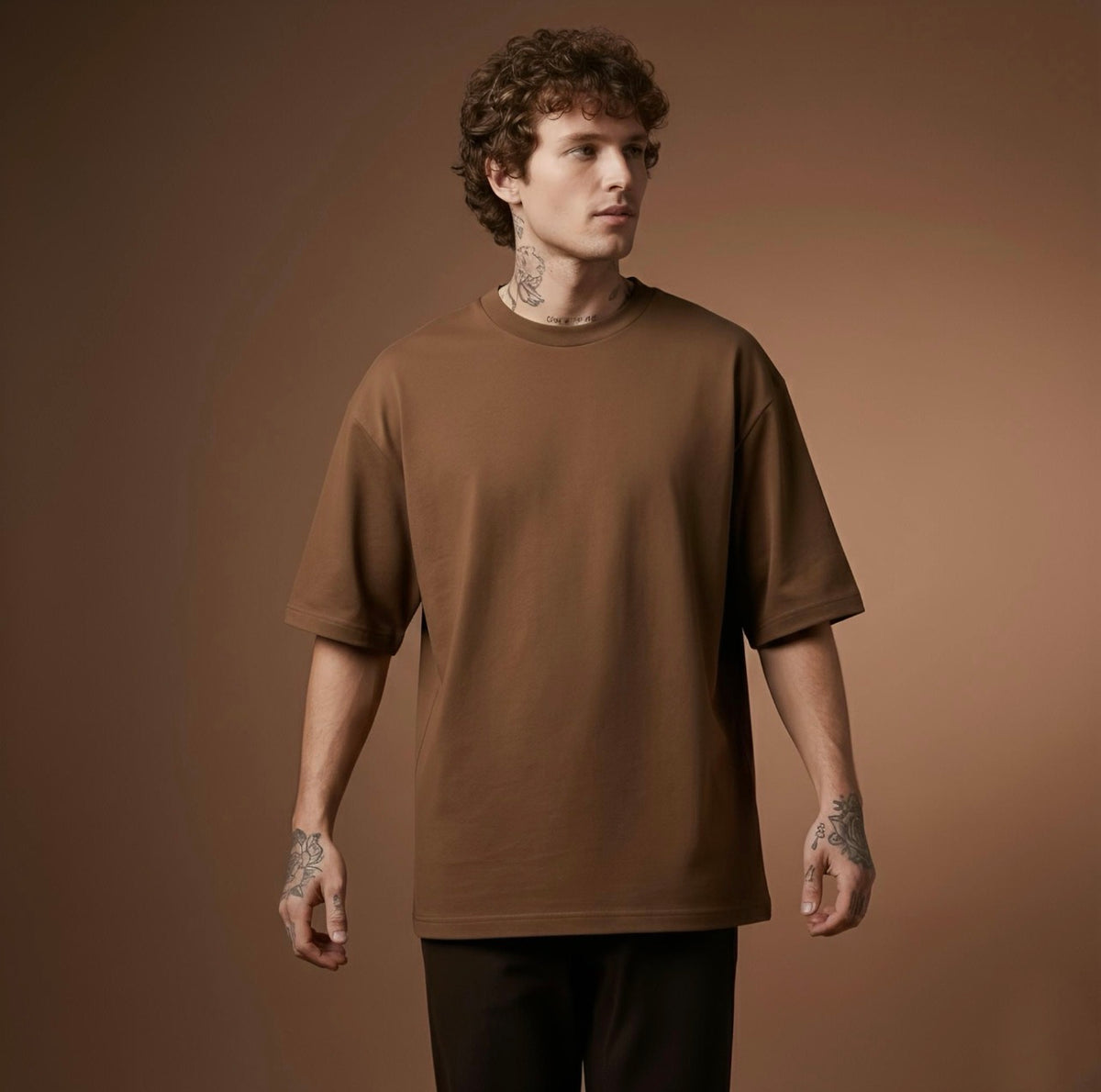 Heavy-Weight Solid Oversized Tshirt | Coffee