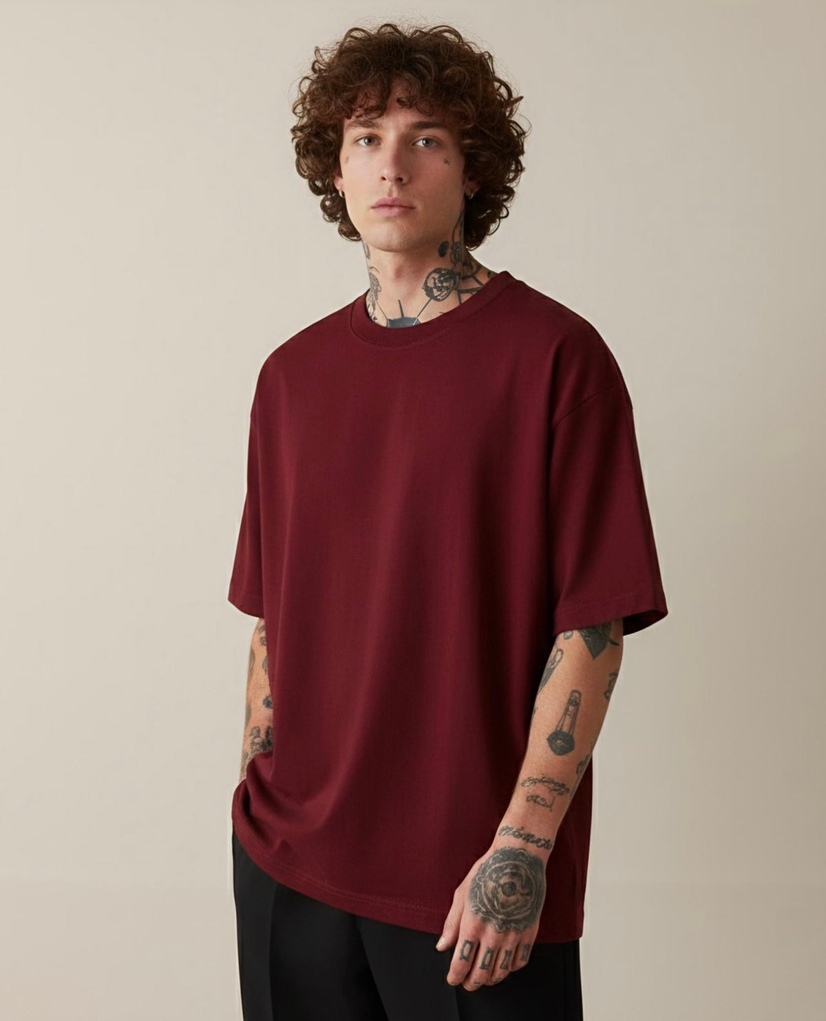 Oversized Tshirt | Solid | Maroon