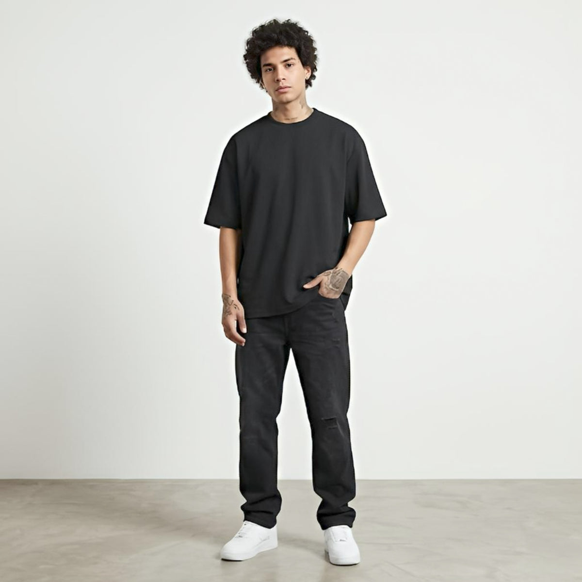 Heavy-Weight Solid Oversized Tshirt | Black